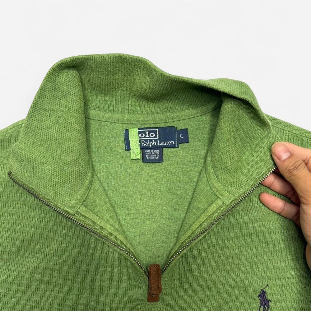 Polo Ralph Lauren Green Quarter Zip Sweater Size L - Picture 4 of 7